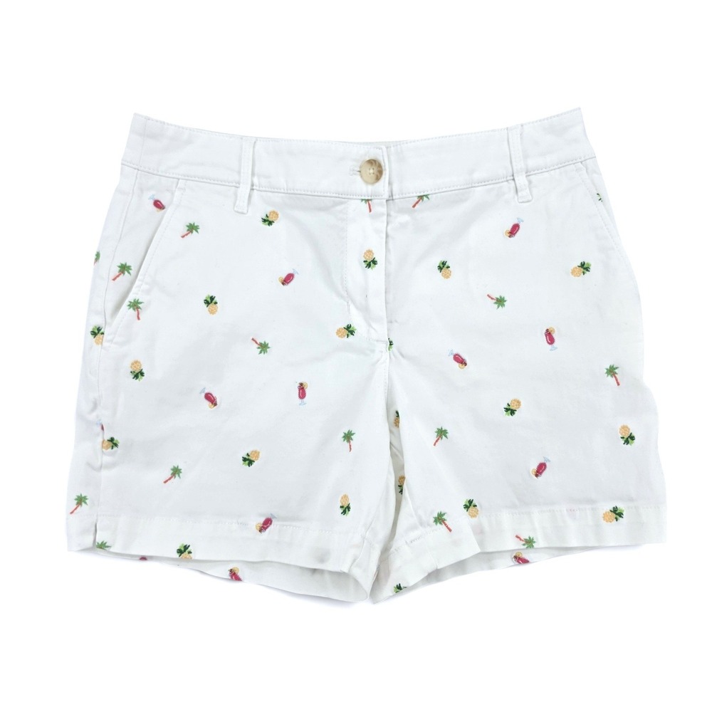 Tommy Bahama Womens 4 White Embroidered Shorts Tropical Resort Coastal Preppy